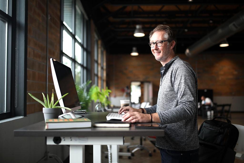 Collection of small desk plants in modern ceramic pots